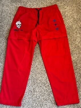 Diesel Men's Red Convertible Drawstring Pants - XL